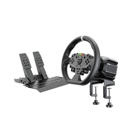 MOZA R5 Pro bundle with steering wheel, two pedals and desk clamp