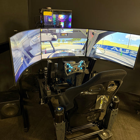 Samsung Odyssey G5 32” QHD 165Hz Curved Triple Monitor Sim Racing Bundle + NLR Elite Stand