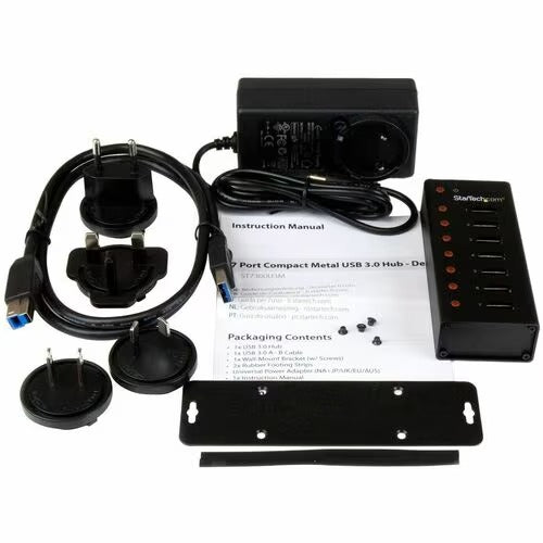 StarTech.com 7 Port USB 3.0 Hub - 5Gbps - Desktop or Wall-mountable Metal Enclosure