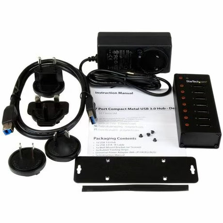 StarTech.com 7 Port USB 3.0 Hub - 5Gbps - Desktop or Wall-mountable Metal Enclosure