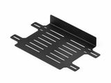 AI-enhanced CAD render of the black Speednation Cable Management Tray V2, front angled view