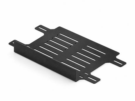 AI-enhanced CAD render of the black Speednation Cable Management Tray V2, reverse angled view